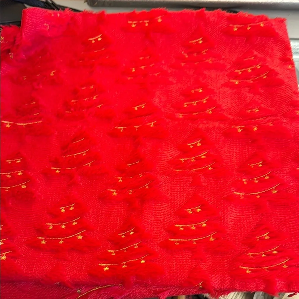 Set of 2 Festive Red and Gold Christmas Tree Pillow Covers 20”x20”